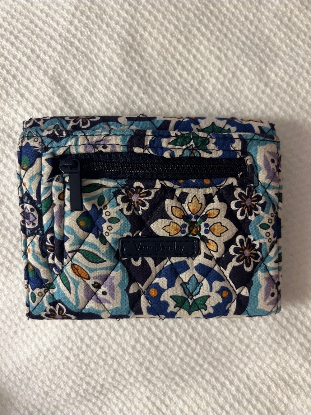 Vera Bradley Navy and Blue Floral Quilted Card Wallet